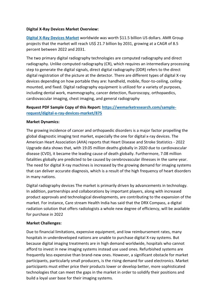 digital x ray devices market overview