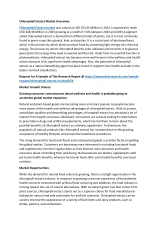 Chlorophyll Extract Market Overview