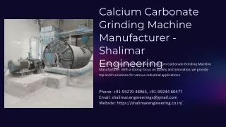 Calcium Carbonate Grinding Machine Manufacturer, Best Calcium Carbonate Grinding