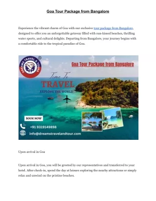 goa tour package from bangalore