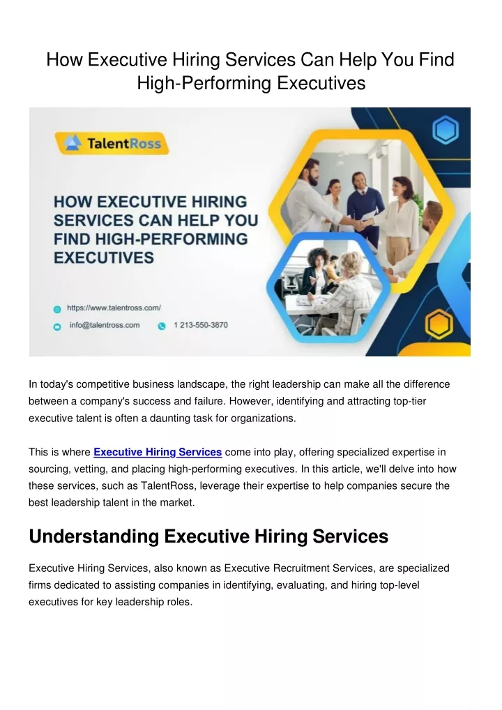how executive hiring services can help you find