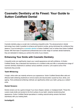 Cosmetic Dentistry at Its Finest Your Guide to Sutton Coldfield Dental