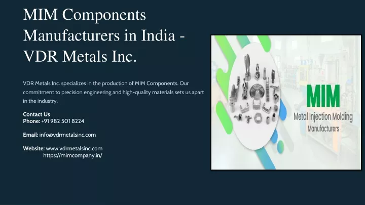 mim components manufacturers in india vdr metals