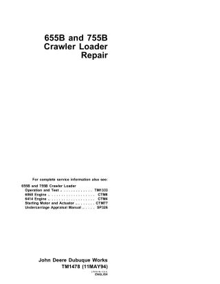 JOHN DEERE 755B CRAWLER LOADER Service Repair Manual