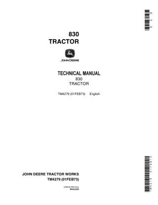 John Deere 830 Tractor Service Repair Manual