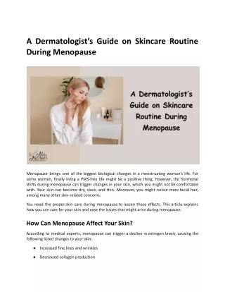 A Dermatologist’s Guide on Skincare Routine During Menopause