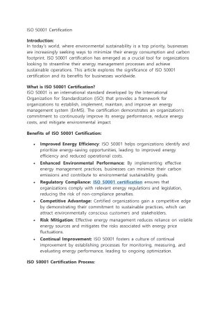 ISO 50001 Certification