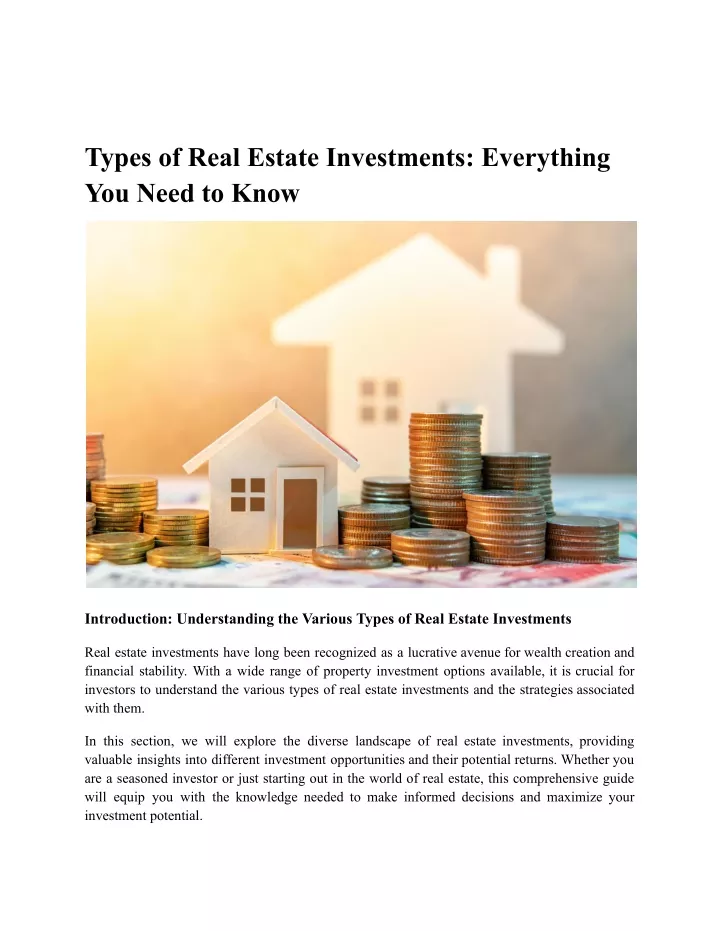 types of real estate investments everything