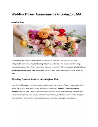 Wedding Flower Arrangements in Lexington, MA