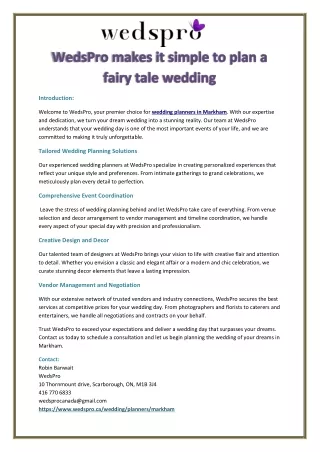 WedsPro makes it simple to plan a fairy tale wedding