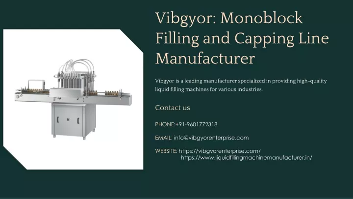 vibgyor monoblock filling and capping line
