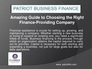 Equipment financing - Patriot Business Finance Consultants Ltd.