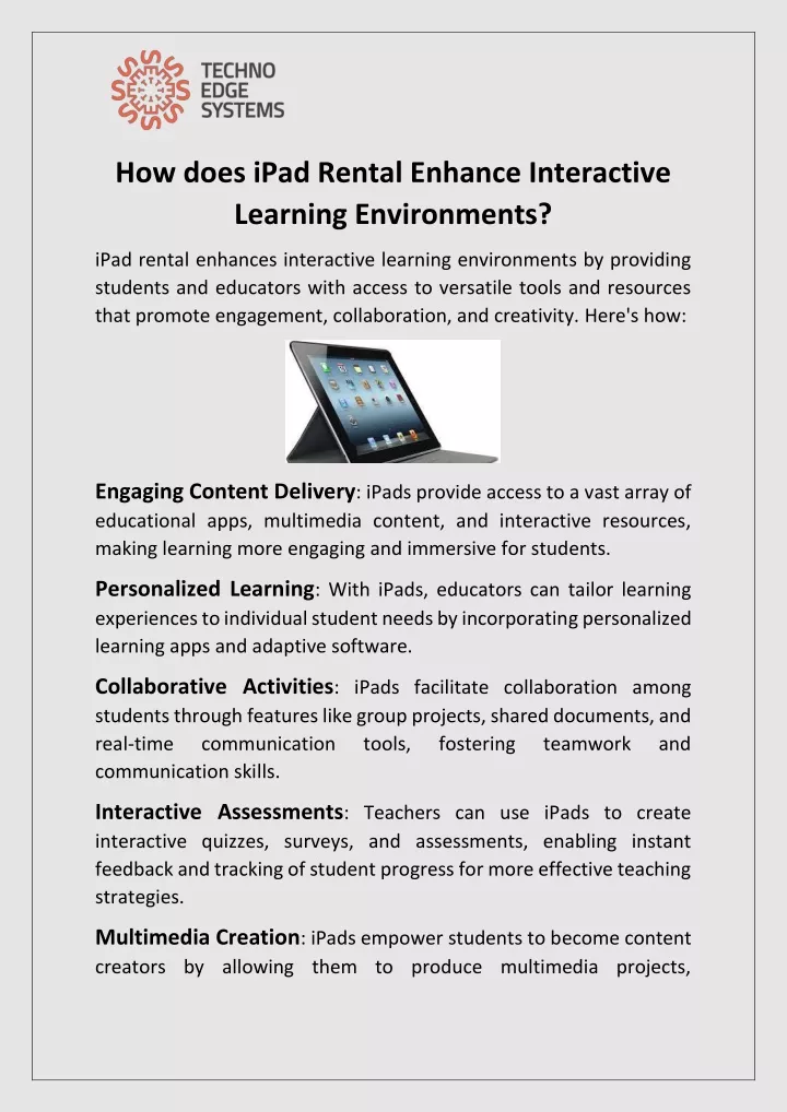 how does ipad rental enhance interactive learning