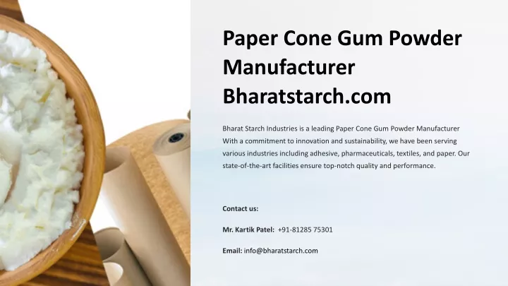 paper cone gum powder manufacturer bharatstarch