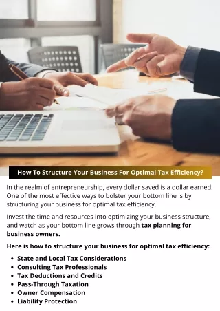 How To Structure Your Business For Optimal Tax Efficiency?