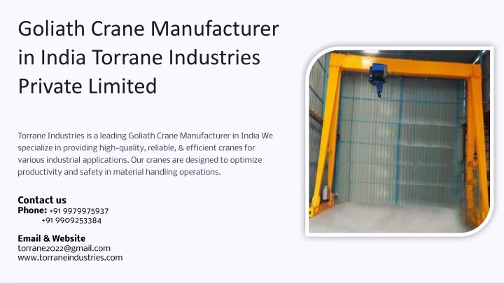 goliath crane manufacturer in india torrane