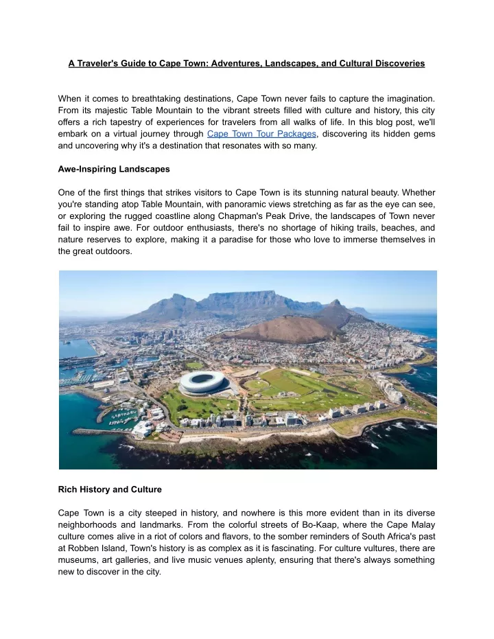 PPT - A Traveler's Guide to Cape Town Adventures, Landscapes, and ...