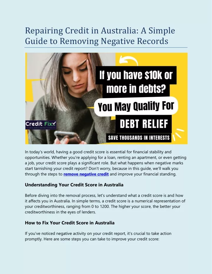 repairing credit in australia a simple guide