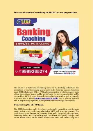 Discuss the role of coaching in SBI PO exam preparation