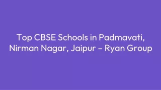 Top CBSE schools in ]Jaipur – Ryan Group