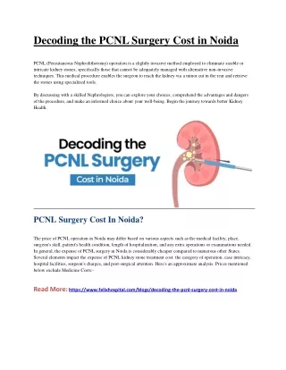 Decoding the PCNL Surgery Cost in Noida