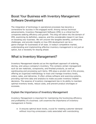 Boost Your Business with Inventory Management Software Development