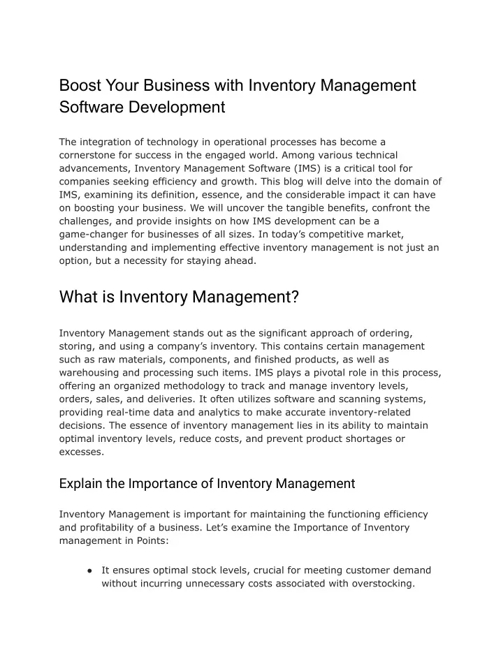 boost your business with inventory management