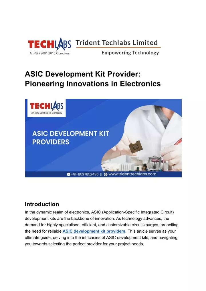 asic development kit provider pioneering