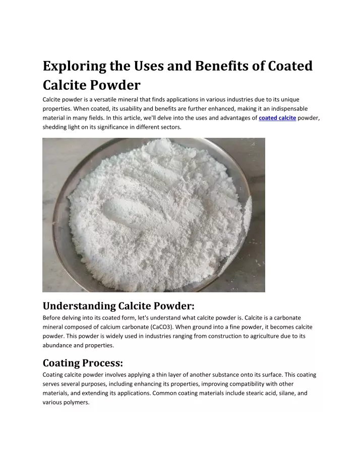 exploring the uses and benefits of coated calcite