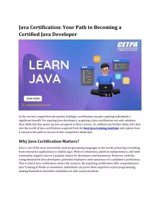 Java Certification Your Path to Becoming a Certified Java Developer