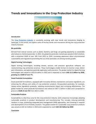 Trends and Innovations in the Crop Protection Industry