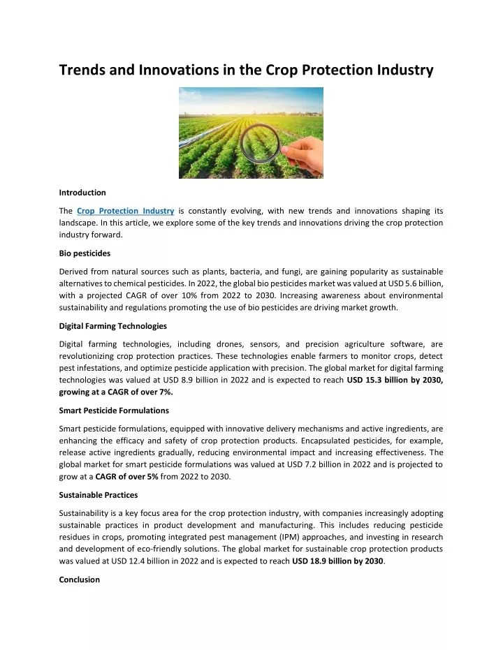 trends and innovations in the crop protection