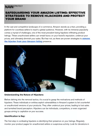 Safeguarding Your Amazon Listing Effective Strategies to Remove Hijackers and Protect Your Brand