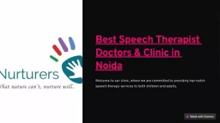 Best Speech Therapist Doctor & Clinic in Noida - Nurturers Centre