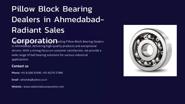 pillow block bearing dealers in ahmedabad radiant