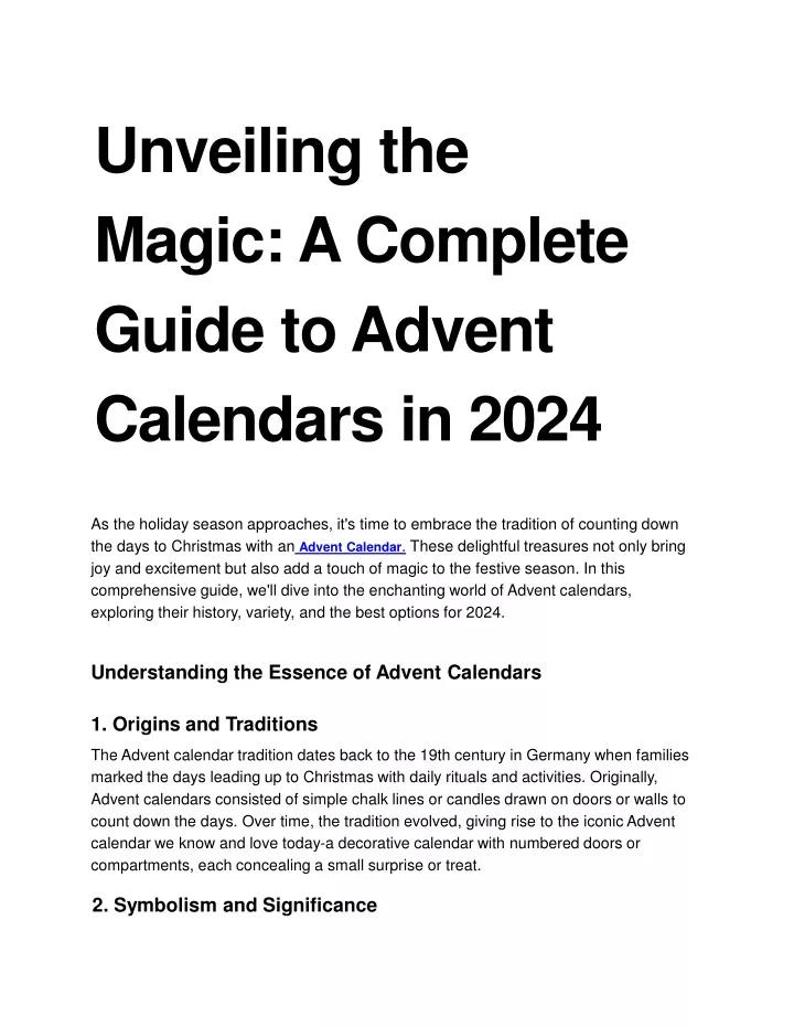 unveiling the magic a complete guide to advent