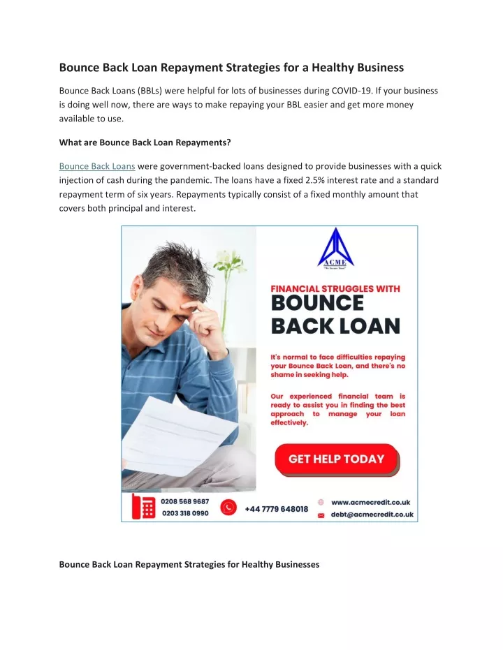 bounce back loan repayment strategies