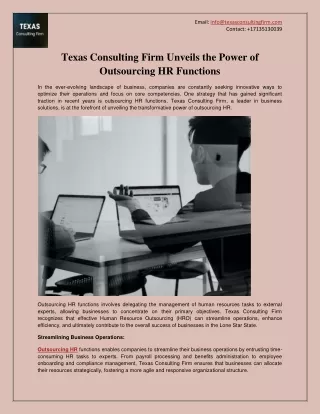 Texas Consulting Firm Unveils the Power of Outsourcing HR Functions