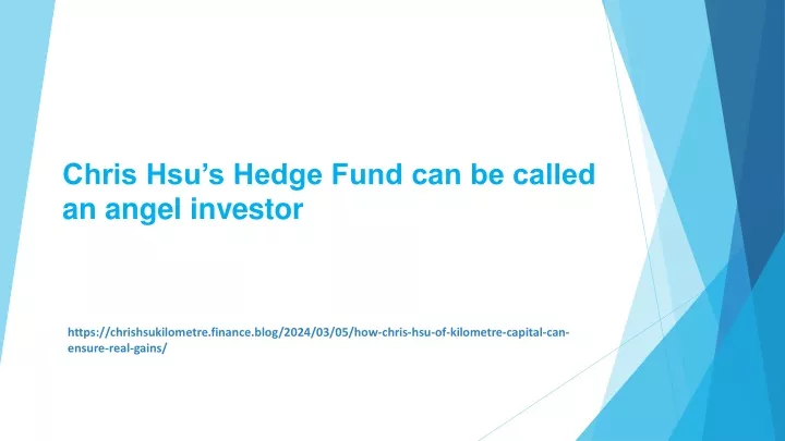 chris hsu s hedge fund can be called an angel