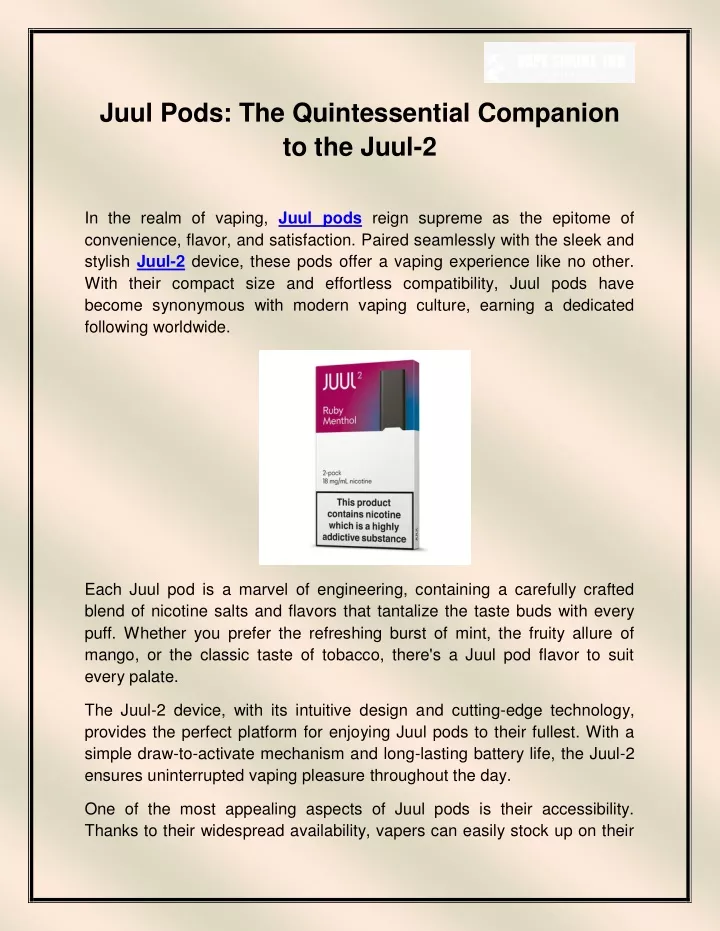 juul pods the quintessential companion