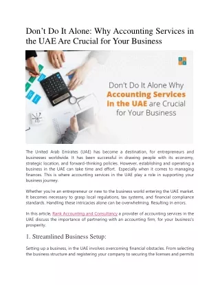 Don’t Do It Alone Why Accounting Services in the UAE Are Crucial for Your Business