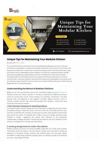 Unique Tips for Maintaining Your Modular Kitchen