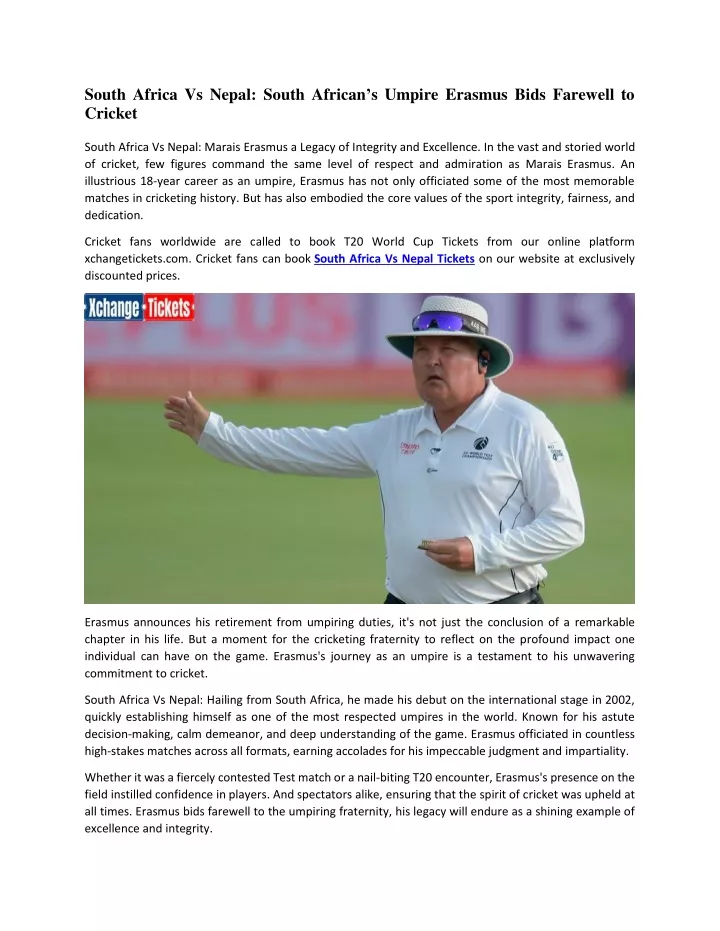 south africa vs nepal south african s umpire