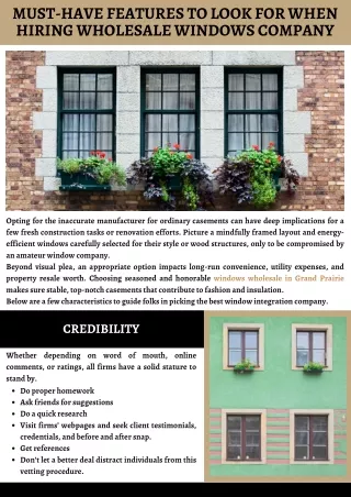 Must-Have Features to Look for When Hiring Wholesale Windows Company