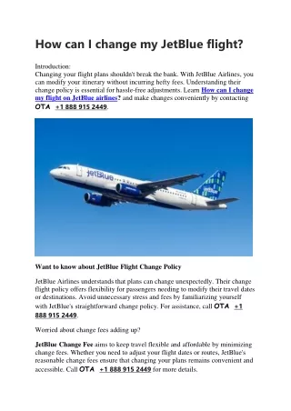 How can I change my JetBlue flight