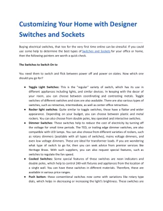Customizing Your Home with Designer Switches and Sockets.docx