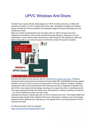 UPVC Windows and Doors