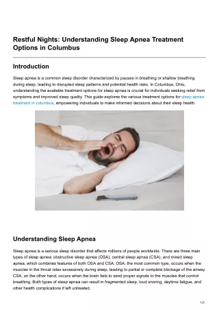 Restful Nights Understanding Sleep Apnea Treatment Options in Columbus