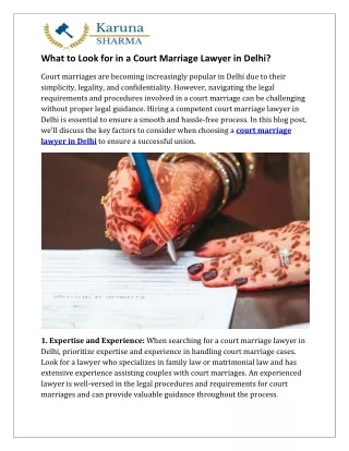 What to Look for in a Court Marriage Lawyer in Delhi