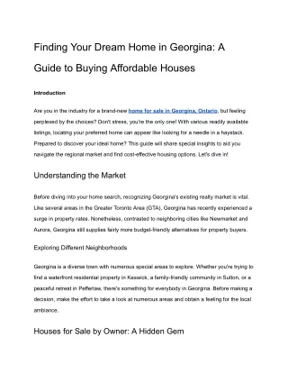 Finding Your Dream Home in Georgina_ A Guide to Buying Affordable Houses